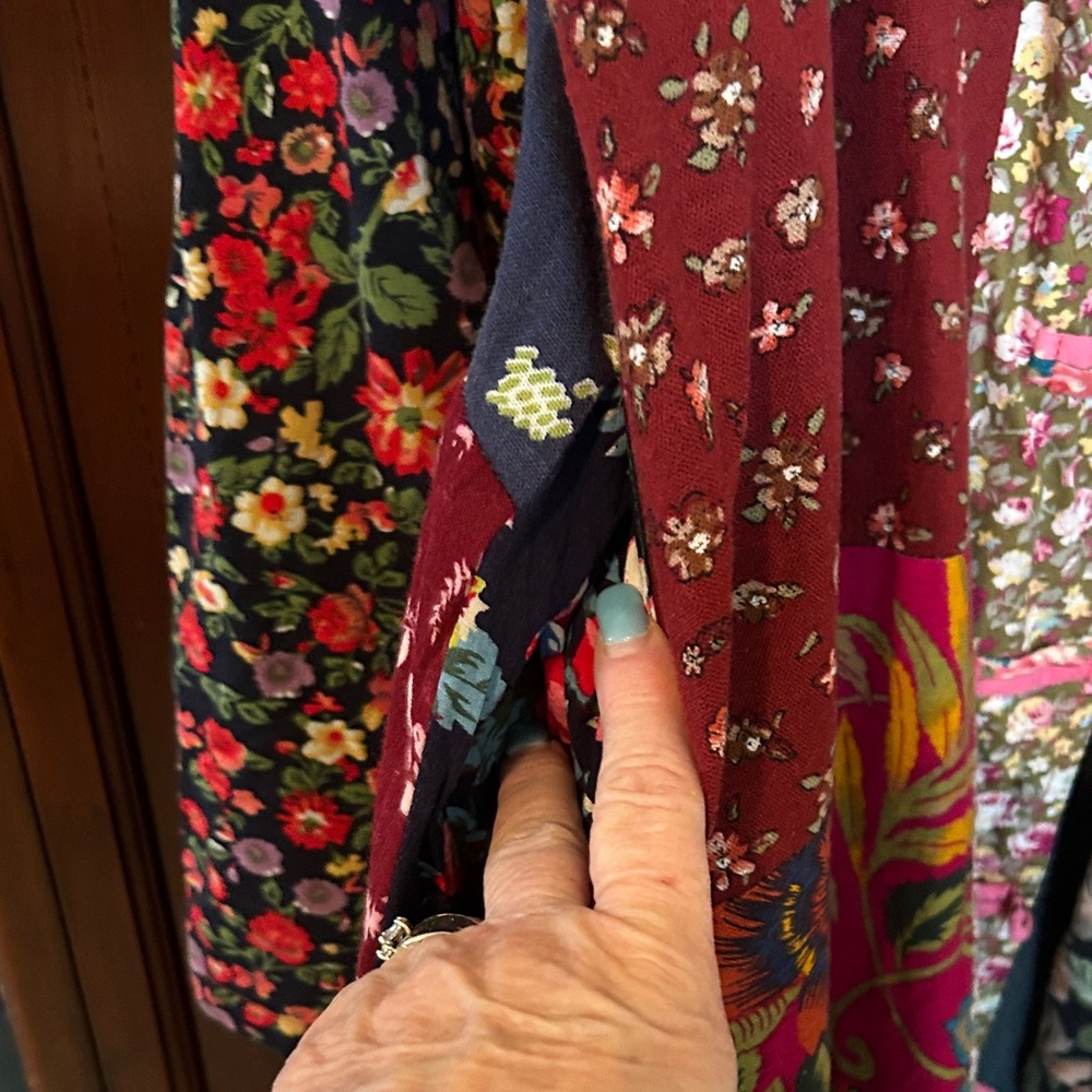 Patchwork Floral Multicolor Trench Coat – Women’s… - image 2